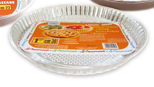 Contenitore Alluminio Crostata, Focaccia Casseruola Diam. 30 (pz.10) - Italia Soft