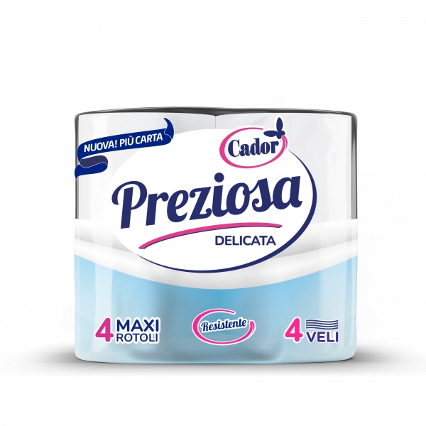 Carta Igienica 4 maxi rotoli Preziosa 4 veli 2000str.(imballo da 10 confezioni da 4 rotoli) 93301