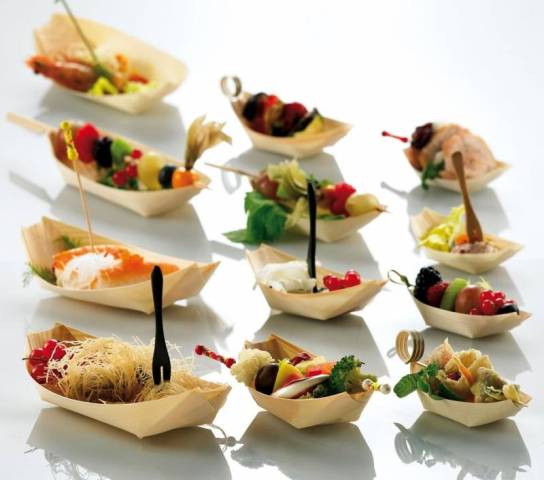 Barchette finger food liscia Biodegradabile in legno di pino (misure assortite)