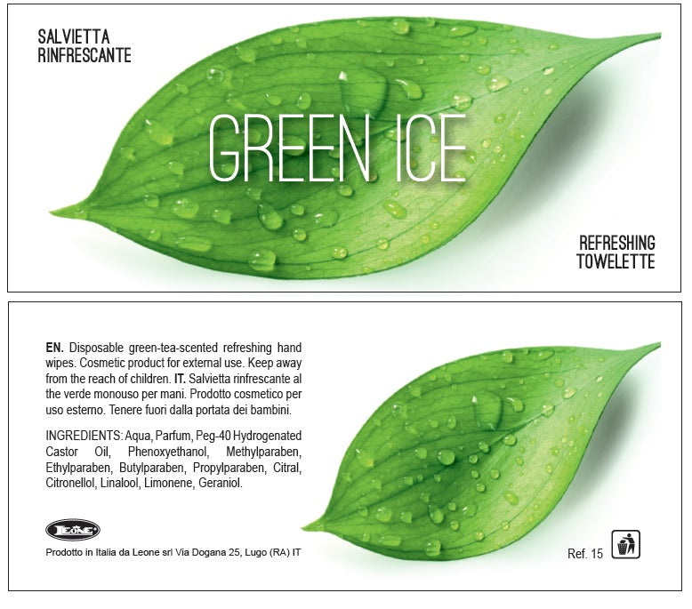 Salviettone in tnt umidificate Green Ice New The Verde cm 14X6 cm (500pz) - Italia Soft