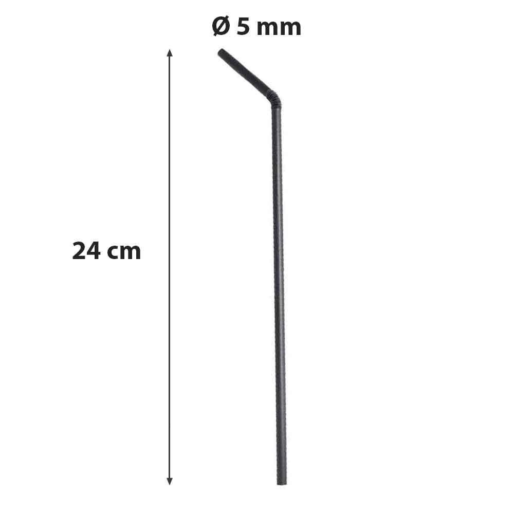 Cannucce bio nere snodate imbustate diametro mm 5 altezza cm 24/400pz
