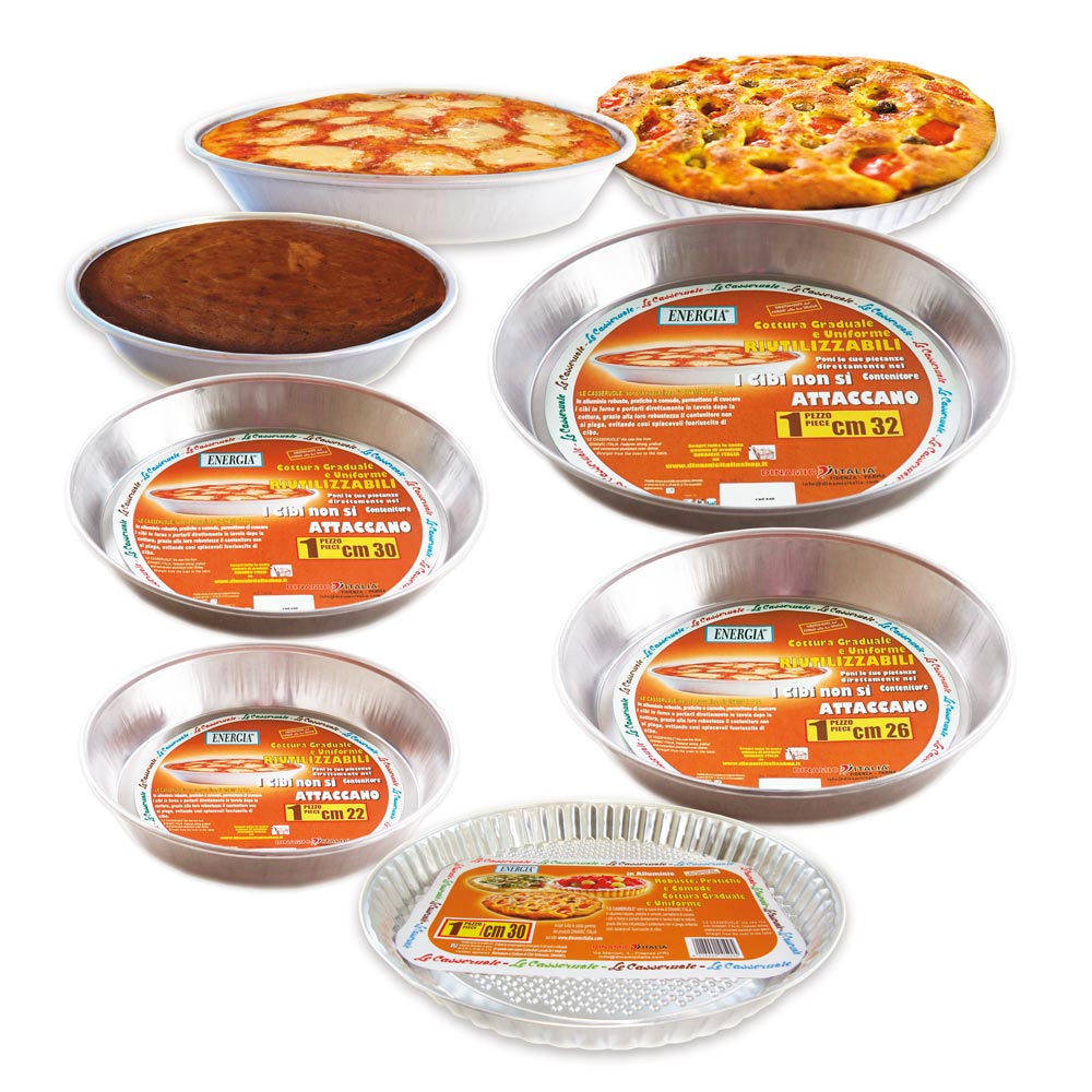 Contenitore Alluminio Crostata, Focaccia Casseruola Diam. 30 (pz.10) - Italia Soft