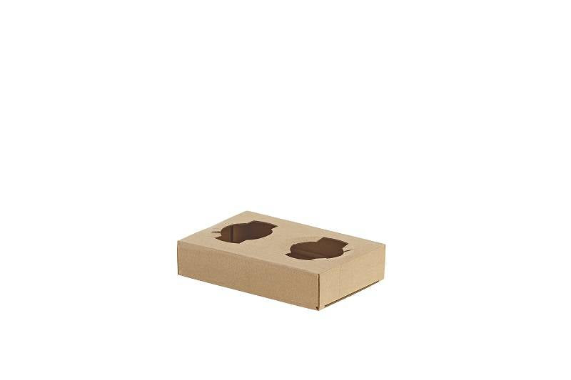 Portabicchieri 2 scomparti in cartoncino Kraft (50 Pz)