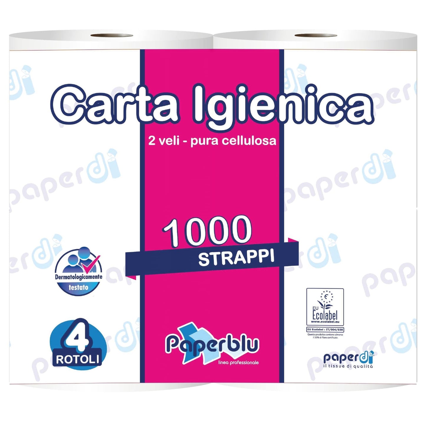 CARTA IGIENICA 4 ROTOLI 2 v. 1000str. FUXIA (imballo da 10 confezioni da 4 rotoli) - Italia Soft