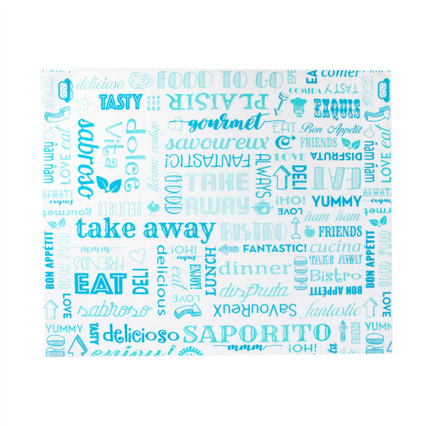 Carta antigrasso basket parole blu 32gr. 31X38 CM. /1000PZ. cod. 229.66 - Italia Soft